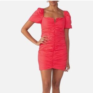 Sanctuary Split Square Neck Puffed Sleeve Mini Dress Island Pink Size 4